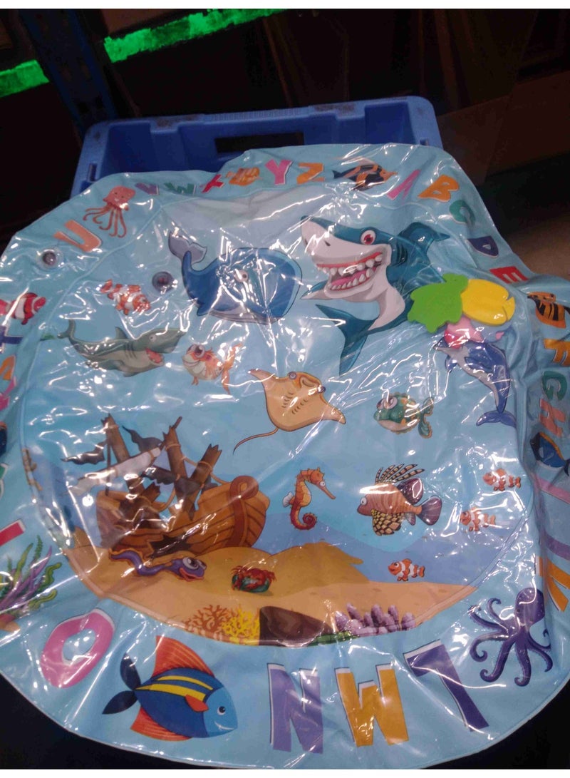 سجاده  مائيه الحجم الكبير 65 سم من ممز بلانيت  ،العاب اطفال حديثي الولاده تساعد علي تقويه عضلات الرقبه و الزحف حتي سن 5 سنوات ، مركز نشاط كبير جدا متعدد المراحل للاطفال والالعاب الحسية، سجاده لعب قابل للنفخ، هدية تحفيز بصري للاولاد والبنات, العاب للاطفال من سن 3 شهور ، العاب للبيبي - Image 1